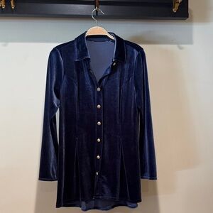 Soft Surroundings Midnight Blue Velvet Blouse